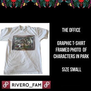 THE OFFICE |  GRAPHIC T-SHIRT | PHOTO  OF CHARACTERS IN PARK | SIZE SMALL
